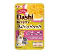 INABA Dashi Delights Bouillon soyeux : recette de poulet au saumon (1 x 40 g) / sans céréales, riche en protéines, ingrédients naturels, délicieux et sain