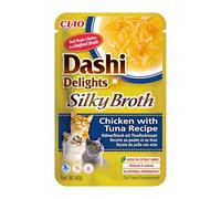 INABA Dashi Delights - Bouillon soyeux : recette de poulet au thon (1 x 40 g) / sans céréales, riche en protéines, ingrédients naturels, délicieux et sain, nourriture humide pour chat