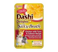 INABA Dashi Delights Bouillon soyeux : recette de poulet au thon et au saumon (1 x 40 g) / sans céréales, riche en protéines, ingrédients naturels, délicieux et sain