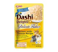 INABA Dashi Delights Delicate Flakes, Nourriture Humide pour Chats au Poulet et Fromage, Flocons et Bouillon de Poisson, Riche en Protéines, Ingrédients Naturels, Repas Complémentaire, 1x40 g