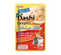 INABA Dashi Delights Poulet en flocons délicats avec thon et saumon Recette 40g