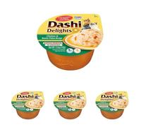 INABA Dashi Delights - Morceaux dans Un Bouillon au Poulet & Flocons de bonite - 1 × 70 g - Topping - Riche en protéines - Ingrédients naturels - Délicieux et sain - Pâtée pour Chat (Lot de 4)