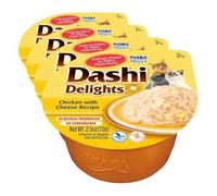 INABA Dashi Delights - Morceaux dans Un Bouillon de Flocons de bonite au Poulet & Fromage - 1 x 70g - Délicieuse et Saine - Topping - Riche en protéines - Ingrédients naturels - Pâtée pour Chat