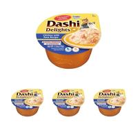INABA Dashi Delights - Morceaux dans Un Bouillon de Flocons de bonite au Poulet & Thon - 1 x 70g - Topping - Riche en protéines - Ingrédients naturels - Délicieux et sain - Pâtée pour Chat (Lot de 4)