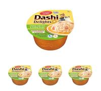 INABA Dashi Delights - Morceaux dans Un Bouillon de Flocons de bonite au Poulet/Thon/pétoncles - 1 x 70g - Topping - Riche en protéines - Ingrédients naturels - Délicieux et sain - Pâtée pour Chat