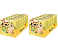 INABA Dashi Delights - Morceaux dans Un Bouillon de Flocons de bonite au Poulet/Thon/pétoncles - 6 x 70g - Topping - Riche en protéines - Ingrédients naturels - Délicieux et sain - Pâtée pour Chat