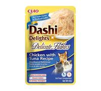 INABA Dashi Delights - Recette de poulet au thon (1 x 40 g) / sans céréales, riche en protéines, ingrédients naturels, délicieux et sains