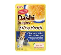 INABA Dashi Delights - Bouillon soyeux : recette de poulet au thon (1 x 40 g) / sans céréales, riche en protéines, ingrédients naturels, délicieux et sain, nourriture humide pour chat