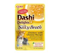 INABA Dashi Delights Bouillon soyeux : recette de poulet au fromage (1 x 40 g) / sans céréales, riche en protéines, ingrédients naturels, délicieux et sain, nourriture humide pour chat