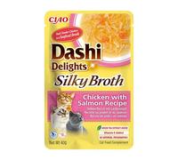 INABA Dashi Delights Bouillon soyeux : recette de poulet au saumon (1 x 40 g) / sans céréales, riche en protéines, ingrédients naturels, délicieux et sain