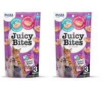 INABA Juicy Bites - friandises pour Chats - Grignotages avec Un Centre juteux dans des Formes Amusantes - Crevettes et Fruits de mer (Lot de 2)
