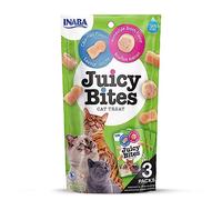 INABA Juicy Bites - Friandises pour Chats - Grignotages avec Un Centre juteux dans des Formes Amusantes - Bouillon Maison et calmar