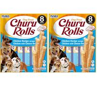 INABA - Nourriture pour Chiens avec 58,2% de Poulet, 16,3% de Thon, 0,9% de Fromage, Blanc d'œuf, Tapioca, caséinate de Sodium, extrait de Poulet, levure, extrait de thé Vert (Lot de 2)