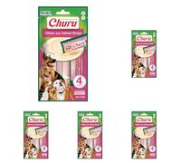 INABA Purée Churu, friandises pour Chiens à Manger à la Main, Délicieux Snack, friandises en portions Pratiques de Poulet au Fromage, 5 Paquet de 4x14g