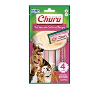 INABA Purée Churu, friandises pour Chiens à Manger à la Main, Délicieux Snack, friandises en portions Pratiques de Poulet au Fromage, 1 Paquet de 4x14g