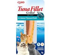 INABA Tuna Fillet Grilled - Friandises pour Chats en Filet de Thon - Bouillon Aromatisé au Calamar - Snack pour Félins Grillé et Riche en Antioxydants - 1 Filet de 15g