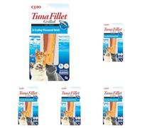 INABA Tuna Fillet Grilled - Friandises pour Chats en Filet de Thon - Bouillon Aromatisé au Pétoncle - Snack pour Félins Grillé et Riche en Antioxydants - Nourriture pour Chats - 1 Filet de 15g