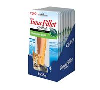 INABA Tuna Fillet Grilled - Friandises pour Chats en Filet de Thon - dans Un Bouillon Maison - Snack pour Félins Grillé et Riche en Antioxydants - 12 Filets de 15g