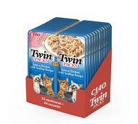 INABA Twin Thon avec poulet et coquilles Saint-Jacques en bouillon pour chats 24x40g
