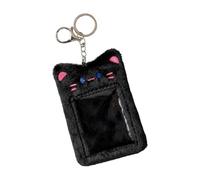 INACMWIH Porte-clés en peluche pour cartes de football, cartes de bus, permis de conduire, noir