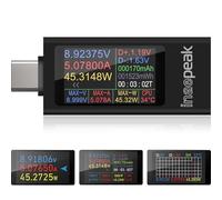 inaepeak Testeur USB C, compteur USB avec affichage, courant 0-12 A, tension 4-30 V, compteur d'alimentation Power Type-C 0-360 W, compteur d'alimentation USB pour téléphone portable/ordinateur/trésor