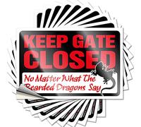 Inappropriate Stickers Keep Gate Closed No Matter What The Bearded Dragons Say Lot de 10 autocollants amusants pour pare-chocs (12 x 18 cm)