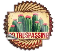 Inappropriate Stickers No Trespassing Sign With Cactus Stickers 10 Pcs Bar Signs pour Home Bar Décoration Murale pour Man Cave (12 x 18 cm)