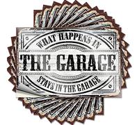 Inappropriate Stickers What Happens in The Garage Stays in The Funny Lot de 10 autocollants pour voiture (6 x 9 cm)
