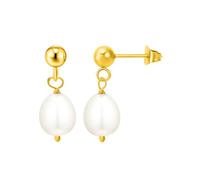 INARI SHINES Boucles d'oreilles pendantes en argent 925 plaqué or 18 carats avec véritable perle | Pierre semi-précieuse | Cadeau pour femmes et filles | avec poinçon 925 et certificat d'authenticité
