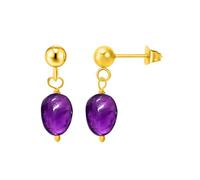 INARI SHINES Boucles d'oreilles pendantes en argent 925 plaqué or 18 carats avec véritable perle | Pierre semi-précieuse | Cadeau pour femmes et filles | avec poinçon 925 et certificat d'authenticité