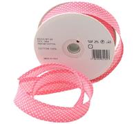 Inastri 25/5/ 5 mm Ruban Biais en Coton Rose à Pois Blanc 264