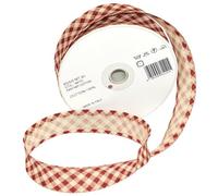 Inastri 25/5/ 5 mm Ruban Biais en Coton Vichy Rouge Beige Rustique 3470