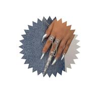 Inateannal Anneaux Gothiques À Griffes D'ongles Anneau De Doigt Argenté Bracelet Long Anneaux À Griffes D'ongles Long Avec Griffes D'ongles De Doigt Costume Anneaux D'ongles Bijoux Pour Femmes Filles