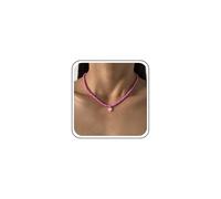 Inateannal Boho Minuscule Collier De Perles De Rocaille Choker Rose Collier De Perles En Forme De Coeur Colliers Pendentif En Forme De Coeur En Émail Colliers Chaîne En Perle De Riz Bijoux Pour Femmes