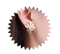 Inateannal Boucles d'oreilles en perles de fleurs Petites boucles d'oreilles en gouttes de perles Boucles d'oreilles en émail Fleur Boucles d'oreilles en grappes d'or Boucles d'oreilles en perles