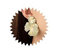 Inateannal Boucles d'oreilles feuille de lotus exagérées Boucles d'oreilles goutte feuille ronde Boucles d'oreilles grande fleur en métal doré Boucles d'oreilles fleur déclaration en métal Bijoux pour