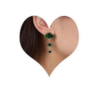 Inateannal Boucles D'oreilles Feuille De Lotus Vertes Boucles D'oreilles Feuille De Lotus Doré Boucles D'oreilles Longues Feuilles À Pompons Boucles D'oreilles Clous Fleurs Vertes Bijoux Pour Femmes
