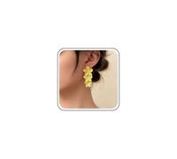Inateannal Boucles D'oreilles Longues en Acrylique et Résine - Fleurs Jaunes Mates - Clous D'oreilles Bijoux Pour Femmes