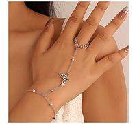 Inateannal Bracelet Anneau Papillon Bracelet Argent Papillon Bracelet Esclave Papillon Bracelet Chaîne De Doigt Vintage Bijoux Pour Femmes Et Filles