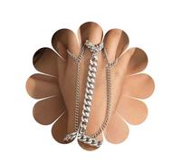 Inateannal Bracelet Punk À Maillons Cubains Avec Anneau Bracelet Harnais De Main D'esclave Bracelet Hip Hop Chaîne De Main Anneau De Doigt Bracelet Bijoux Pour Femmes Filles