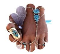 Inateannal Bracelet Turquoise Esclave Bracelet Turquoise Anneau De Doigt Bracelet Vintage Turquoise Bracelet Argent Harnais Main Chaîne Bijoux Pour Femmes Et Filles