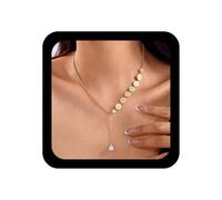 Inateannal Collier Fleur Boho Daisy Choker Or Long Perle Y Lariat Chaine Fleur Y Drop Collier Perle Teardrop Pendentifs Colliers Mignons Petits Colliers Marguerite Bijoux Pour Femmes