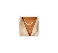 Inateannal Collier Soleil Superposé Collier Ras Du Cou Grand Collier Pendentif Soleil Chaîne À Chevrons Colliers Colliers Corde Torsadée Collier Spirale Soleil Bijoux Vintage