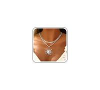 Inateannal Collier Soleil Superposé Collier Ras Du Cou Grand Collier Pendentif Soleil Chaîne À Chevrons Colliers Colliers Corde Torsadée Collier Spirale Soleil Bijoux Vintage