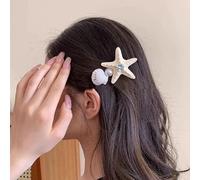 Inateannal Grande barrette de cheveux Starfish Clips de cheveux de la coquille de perle Hermage de coquillage étoile de mer d'été Blanc Resin Sea Star Hairpins Hawaiian Coupe de plage pour femmes