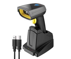 Inateck 2D 1D Scanner de Codes à Barres QR avec Base Intelligente, Lecteur Code Barre sans Fil et Bluetooth pour Inventaire, 3 en 1, Douchette pouvant Lire sur Écran, BCST-52