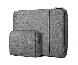 Inateck 360° Protection Housse 16 Pouces avec Poche, Gris | Compatible avec 16" MacBook Pro M3/M2/M1 Pro/Max 2023-2019, 15" 2013-2015, XPS 15
