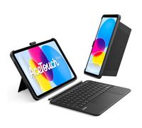 Inateck AceTouch Pro Étui avec clavier pour iPad 11 A16 2025 11", iPad 10e génération 2022 10,9", pavé tactile complet 5,1", support vertical/horizontal, amovible, avec porte-stylo, QWERTZ