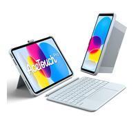 Inateck AceTouch Pro Étui avec clavier pour iPad 11 A16 2025 11", iPad 10e génération 2022 10,9", pavé tactile complet 5,1", support vertical/horizontal, amovible, avec porte-stylo, QWERTZ, bleu