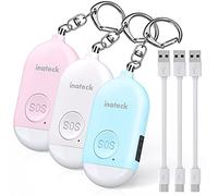 Inateck Alarme de Poche Anti Agression Rechargeable Porte-clés Sécurité Alarme Auto-Défense avec Lumière LED pour Femmes, Hommes, Enfants et Personnes gées, 130 DB, 3 pièces, PA1001